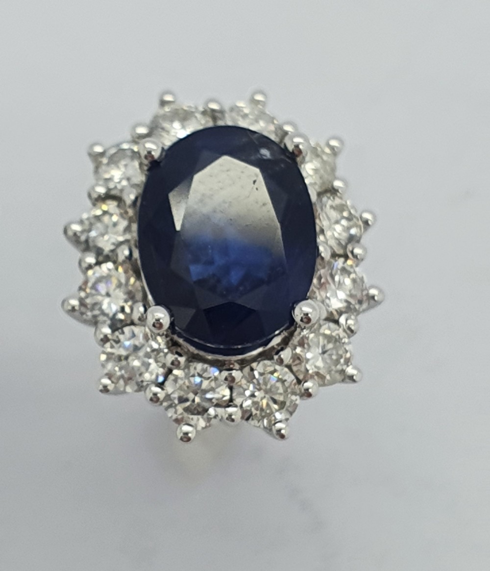 Sapphire and Diamond Cluster Earrings View III