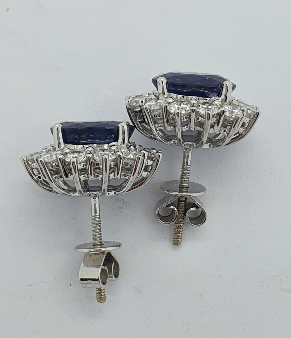 Sapphire and Diamond Cluster Earrings View IV