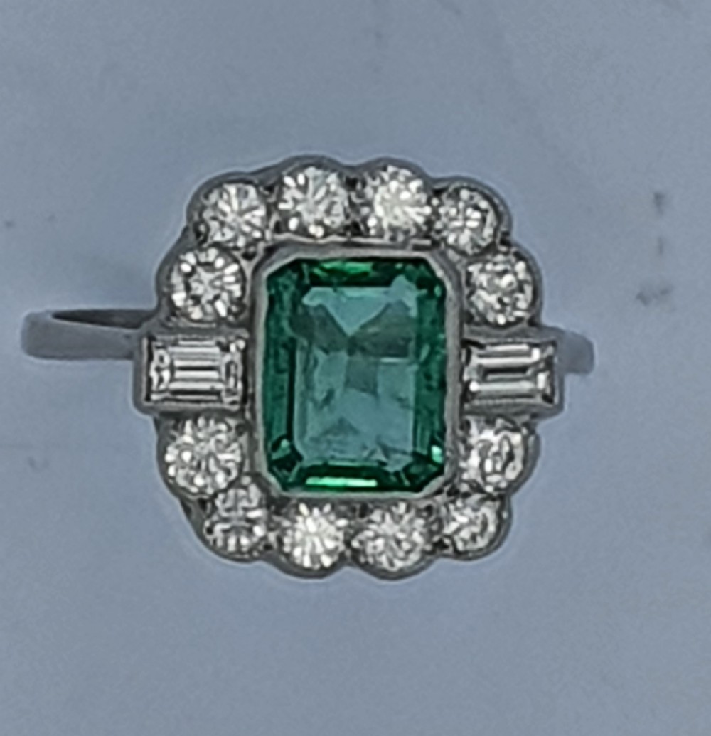 Platinum Emerald Diamond Cluster View II
