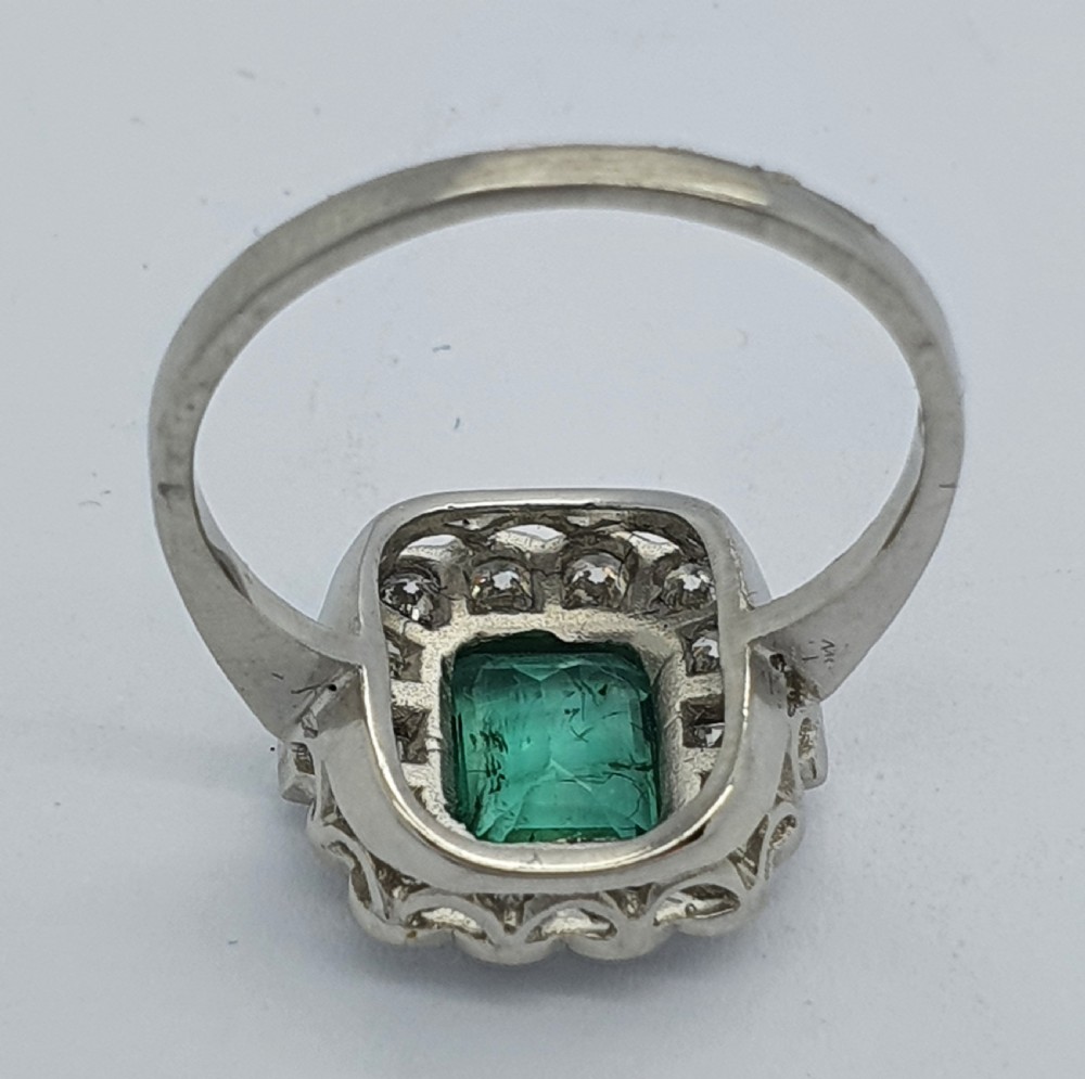 Platinum Emerald Diamond Cluster View IV