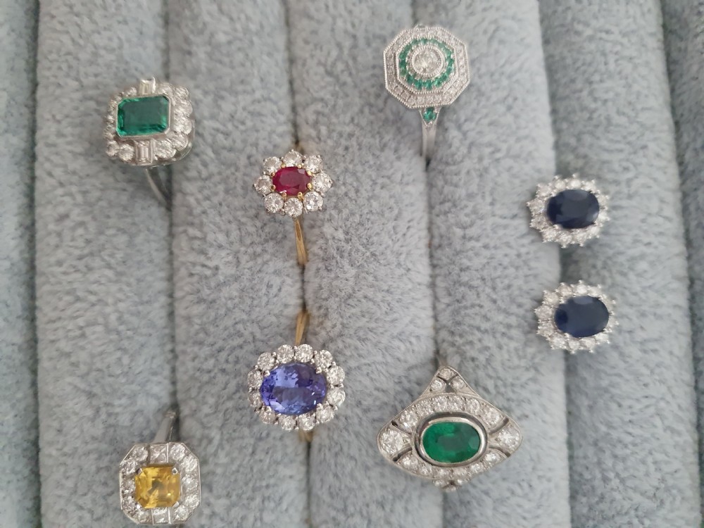 Platinum Emerald Diamond Cluster View VII
