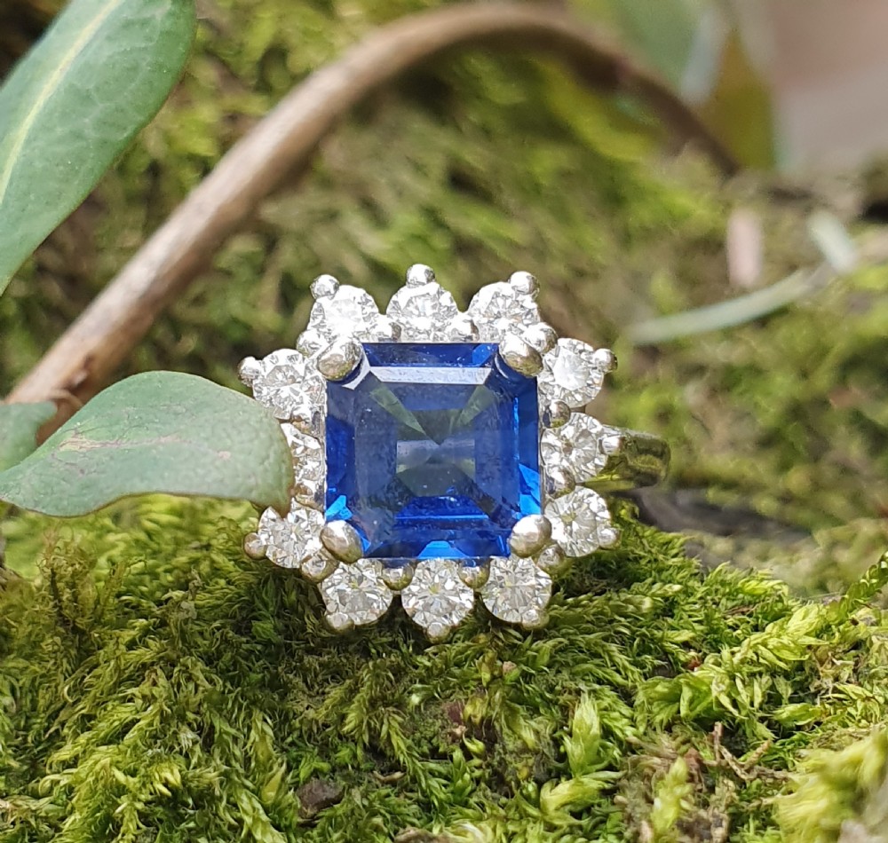 Princess cut Sapphire Diamond Dress Ring View VII