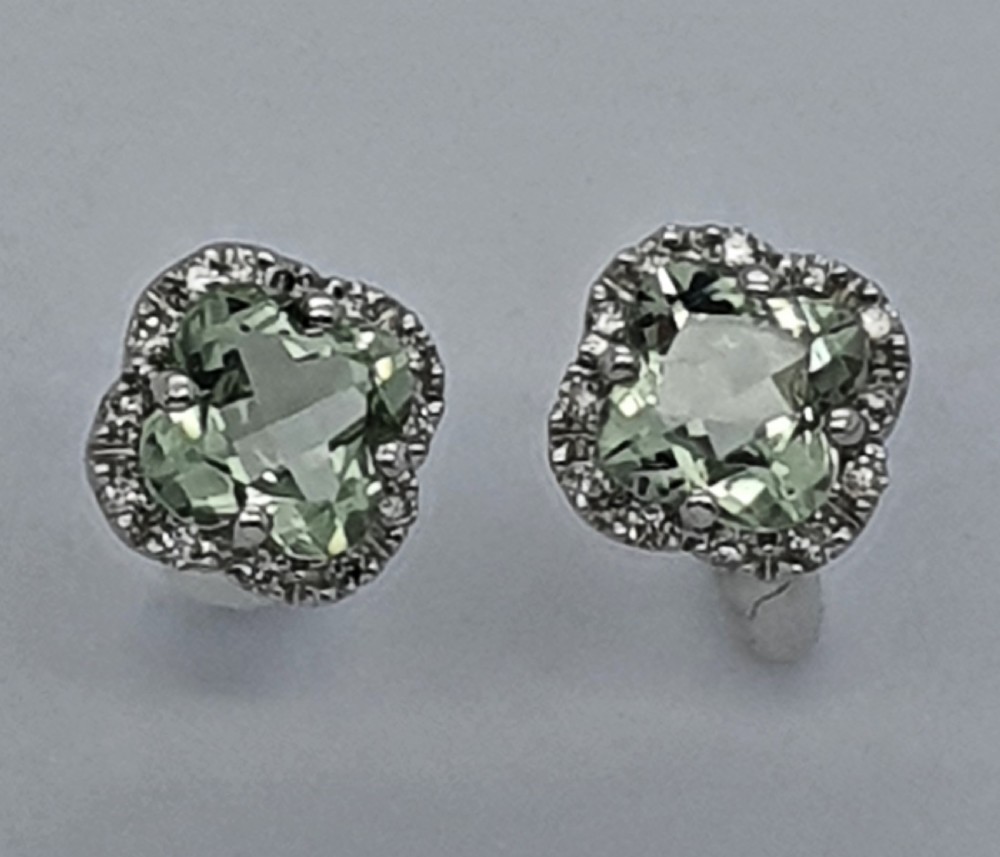 14ct WG Pale Aqua Diamond Earrings  View II