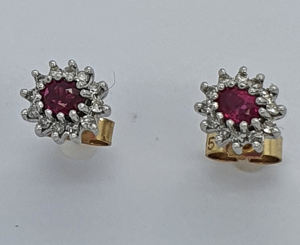 9ct Ruby Diamond Earrings