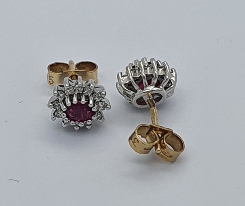 9ct Ruby Diamond Earrings View V