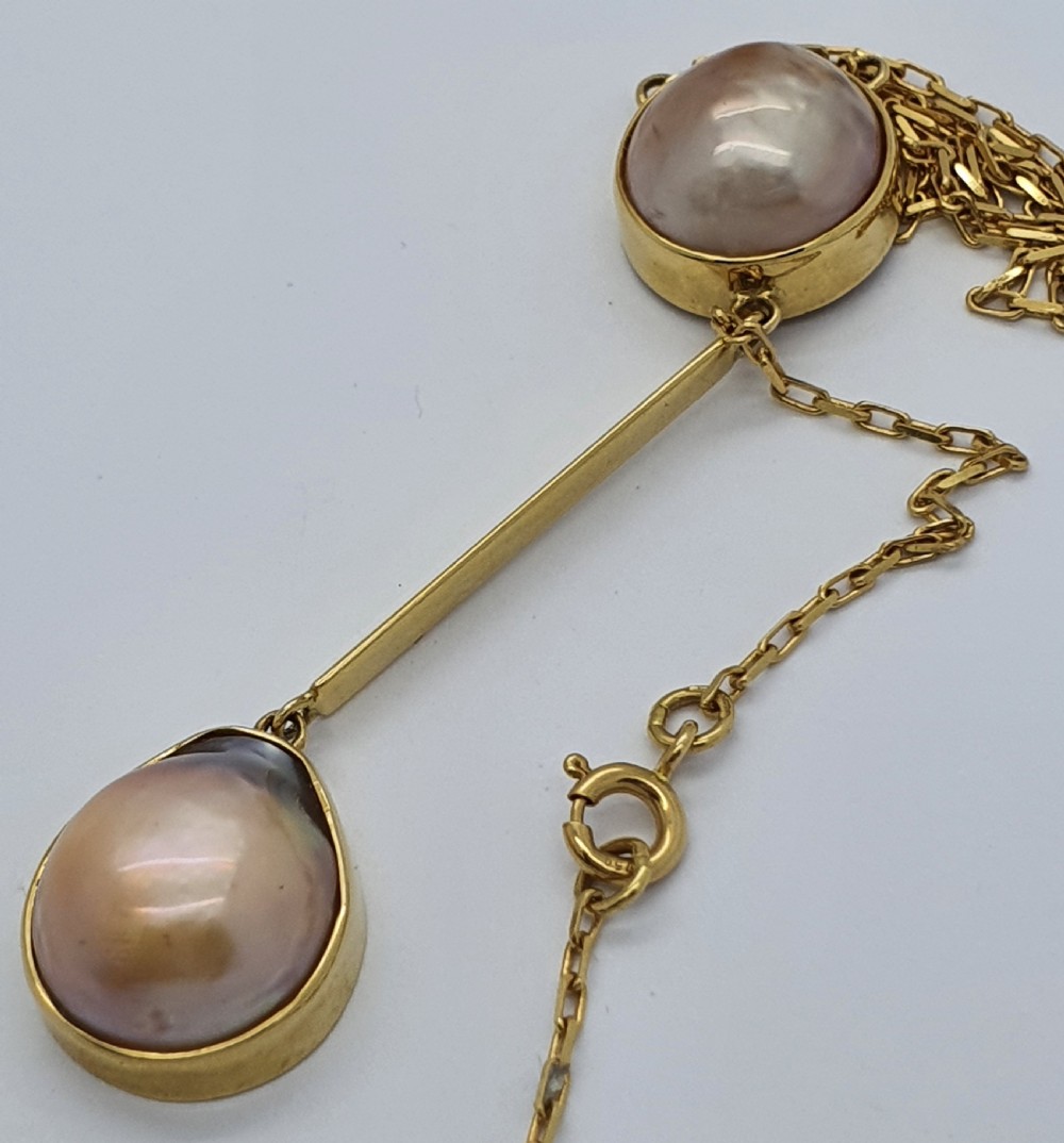 Mabe Pearl Double Drop Necklace  View II