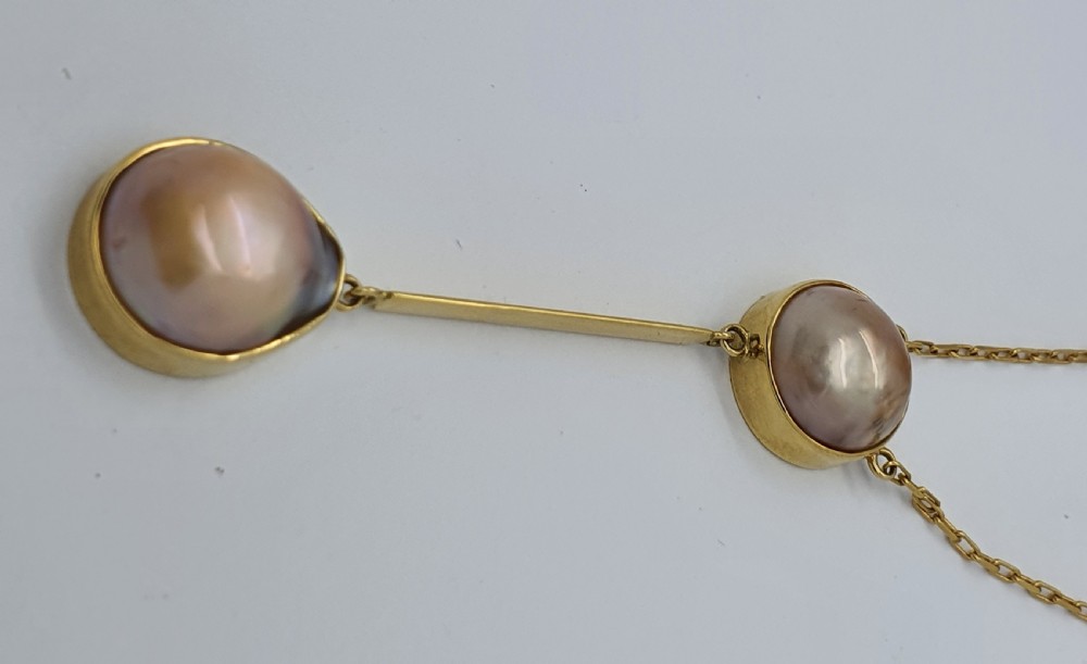 Mabe Pearl Double Drop Necklace  View VII