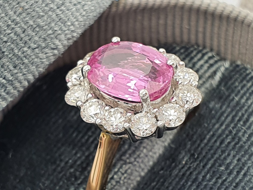 Pink Sapphire and Diamond Cluster  View IV