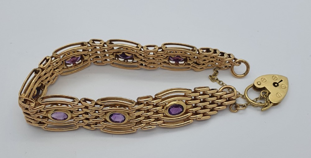 9ct Amethyst Gate Bracelet View III