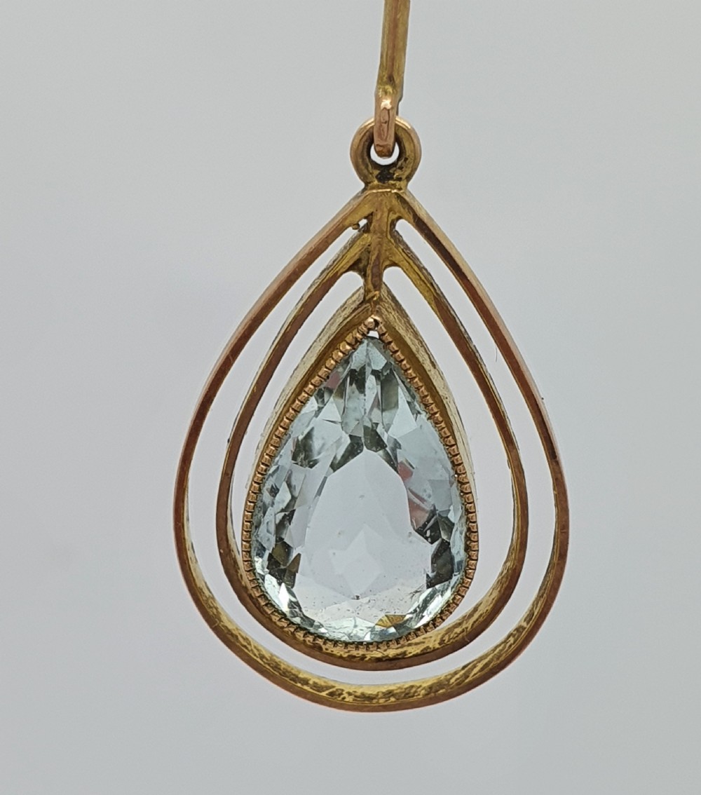 9ct Edwardian Aquamarine Drop Pendant View IV