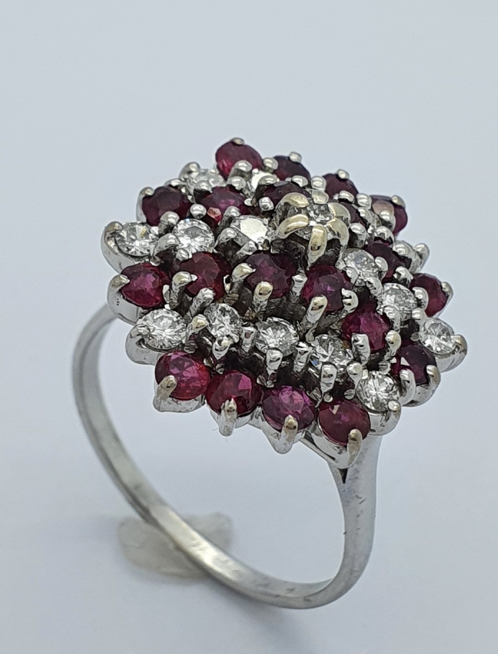 Ruby Diamond Cocktail Cluster Ring