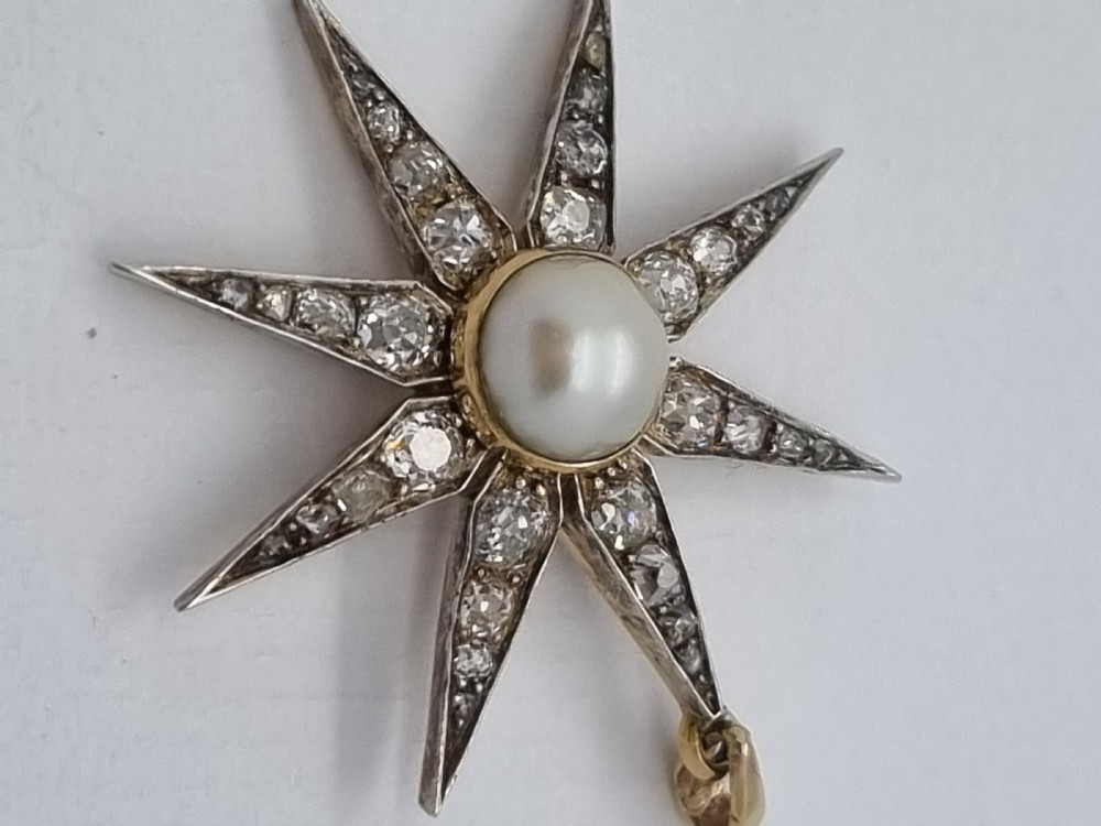 9ct Victorian Pearl Diamond Star View VI
