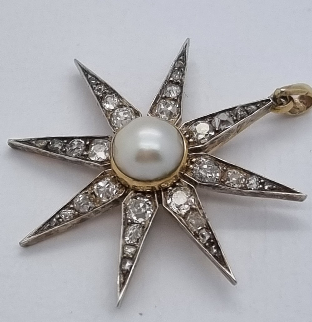 9ct Victorian Pearl Diamond Star View IX