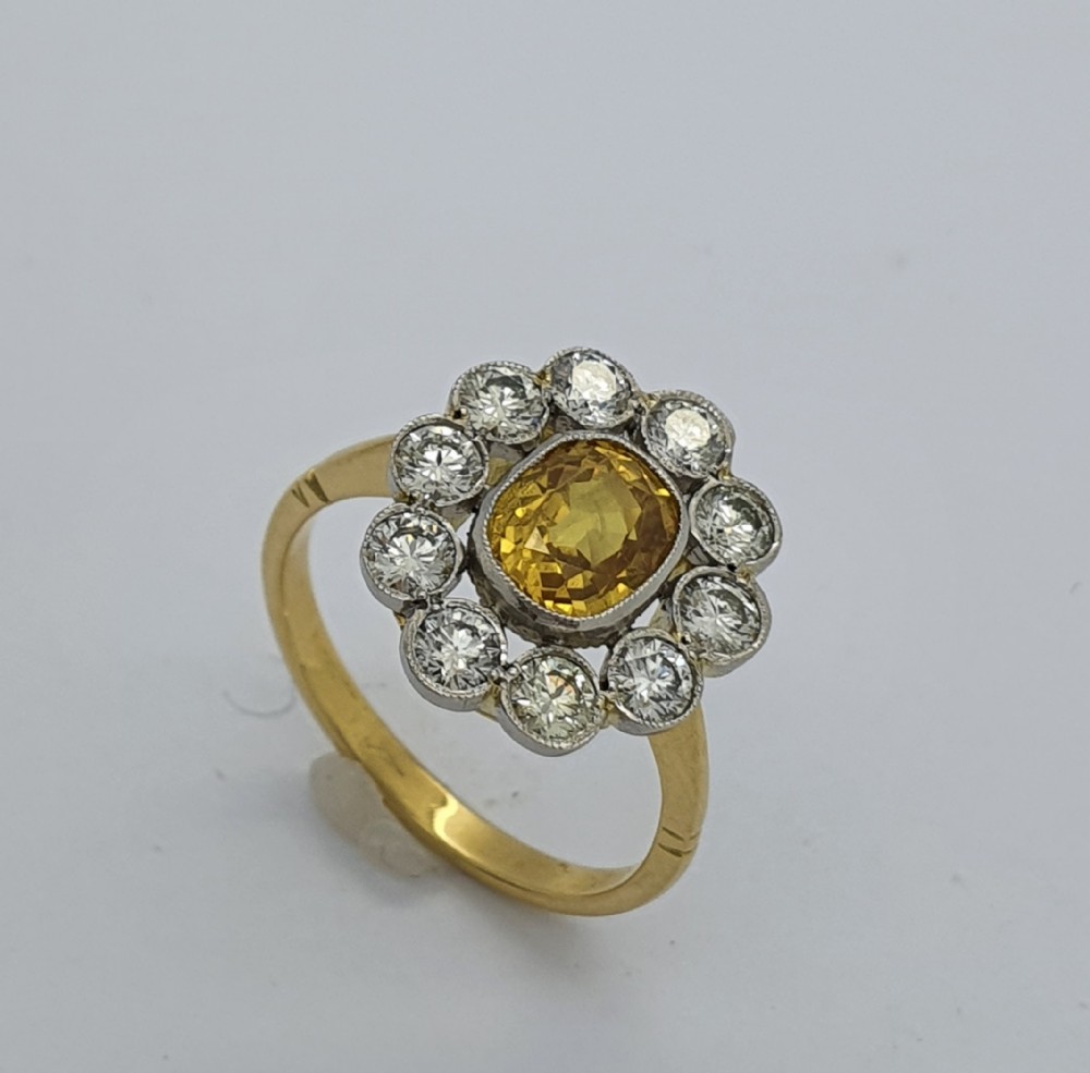 Yellow Sapphire Diamond Cluster