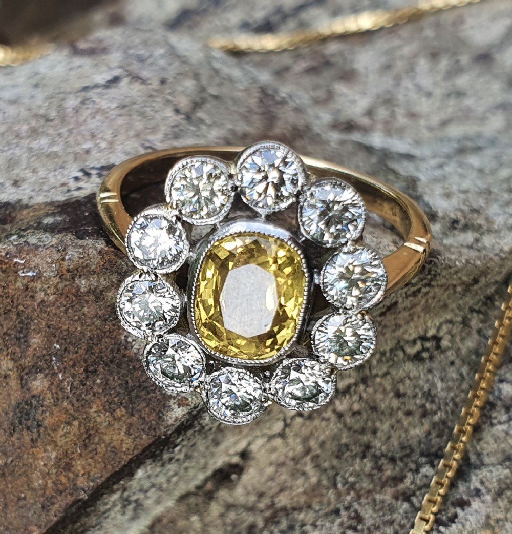 Yellow Sapphire Diamond Cluster View IV