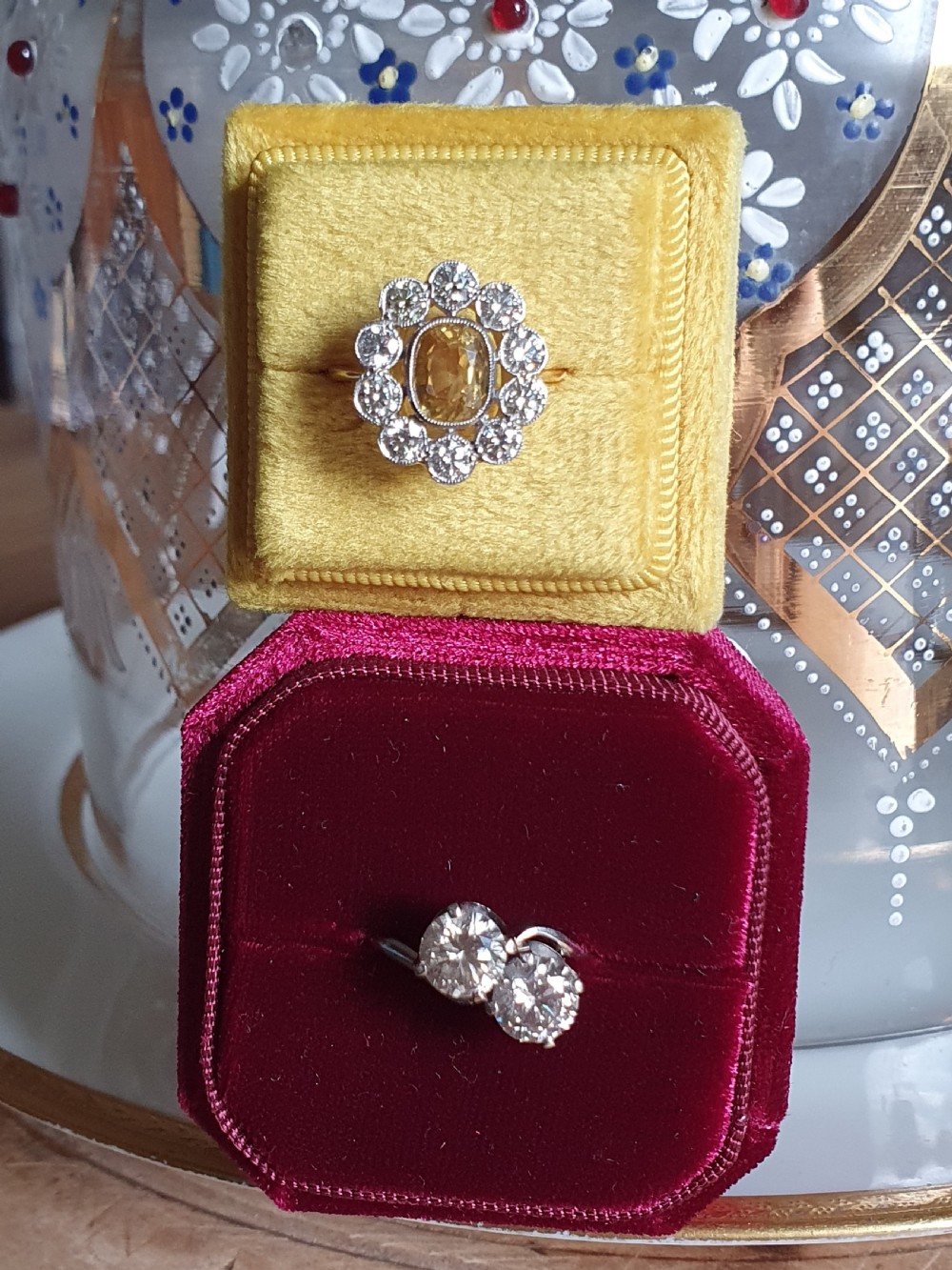 Yellow Sapphire Diamond Cluster View V