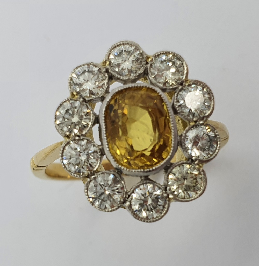 Yellow Sapphire Diamond Cluster View VIII