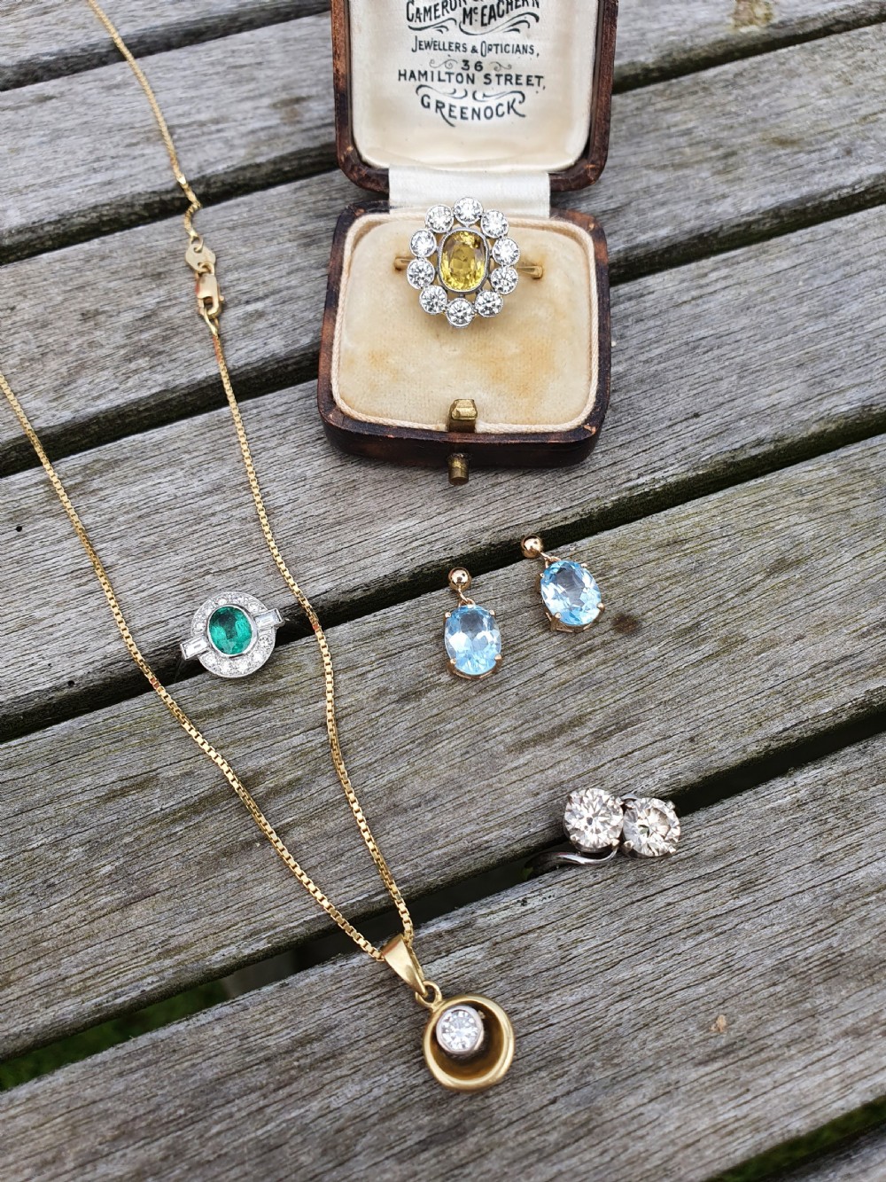 Yellow Sapphire Diamond Cluster View X