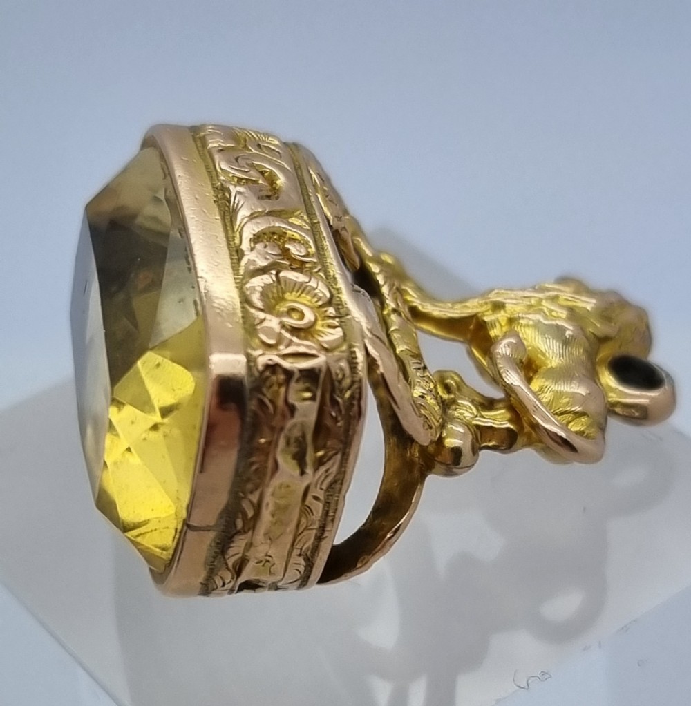 9ct YG Victorian Topaz Fob  View III