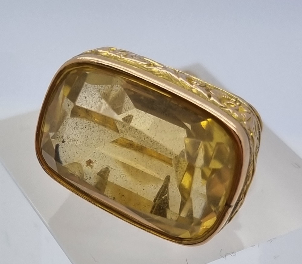 9ct YG Victorian Topaz Fob  View IV