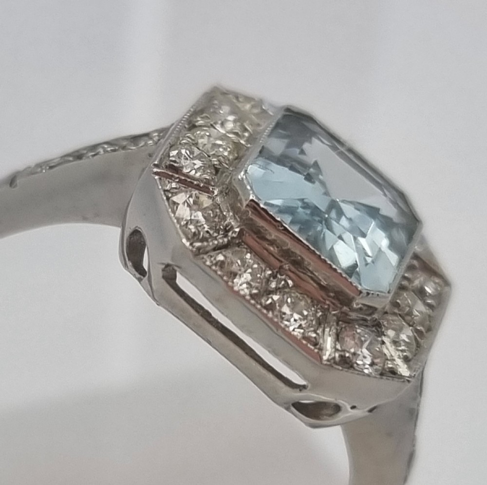 Platinum Aquamarine Diamond Ring View VII