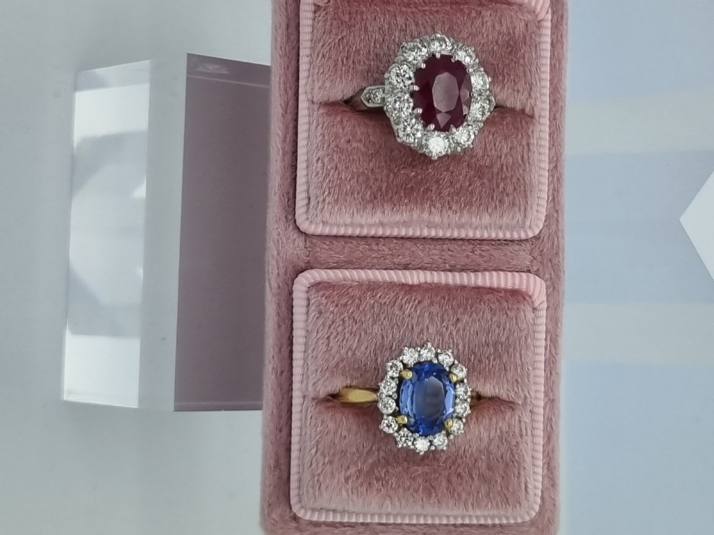 Platinum Burmese Ruby and Diamond Cluster View XIV