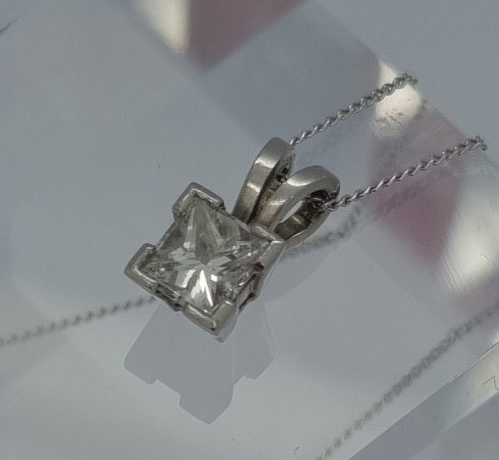 French Cut Solitaire Diamond Pendant