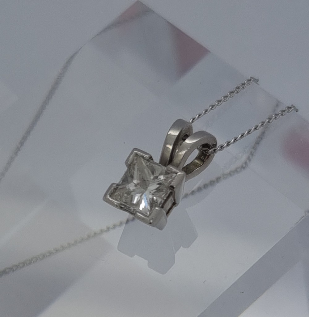 French Cut Solitaire Diamond Pendant View V