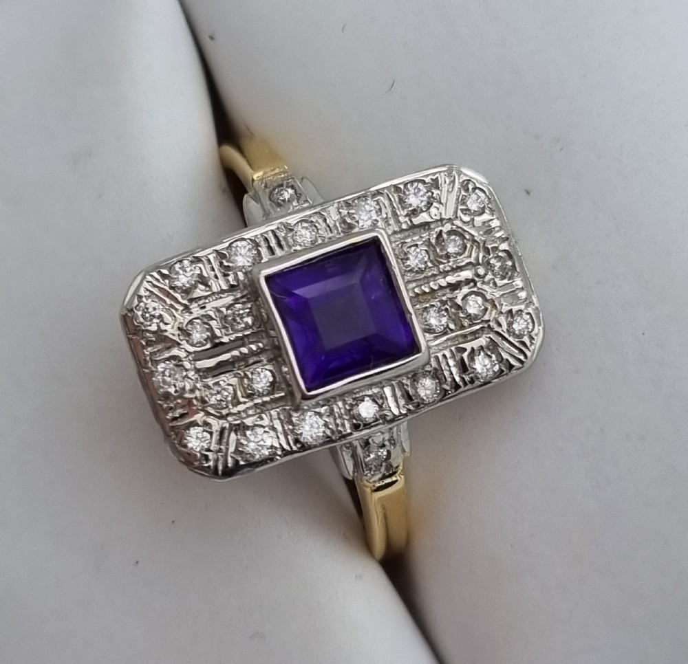 Amethyst Diamond Art Deco Ring View II