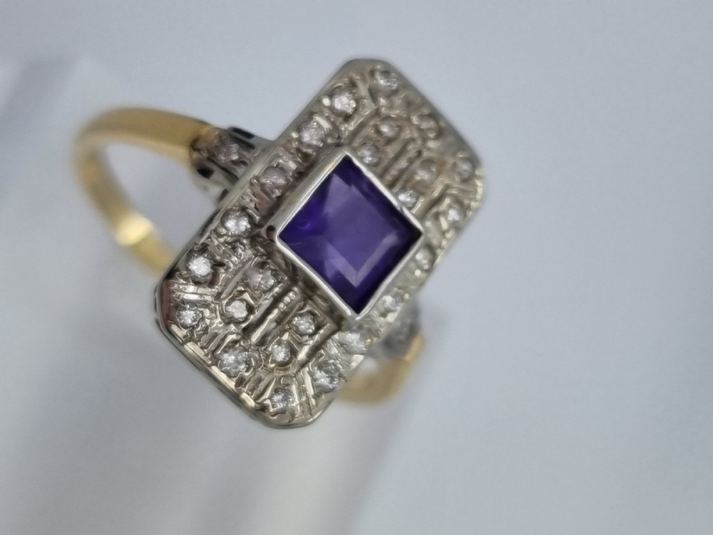Amethyst Diamond Art Deco Ring View V