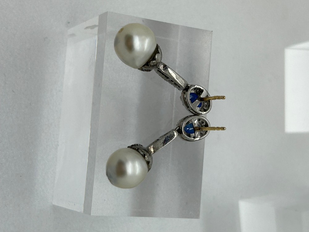 Sapphire, Diamond and Baroque Pearl Drops View VII