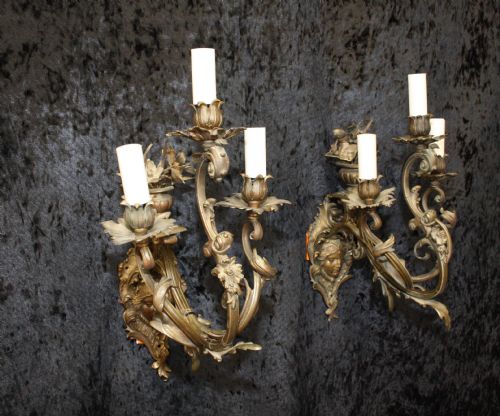 Pair of Bronze Wall Lights