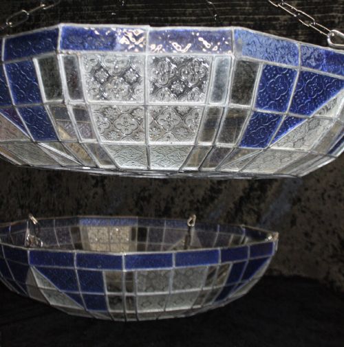 Large Pair of Early 20th Century Leaded Ceiling Lights