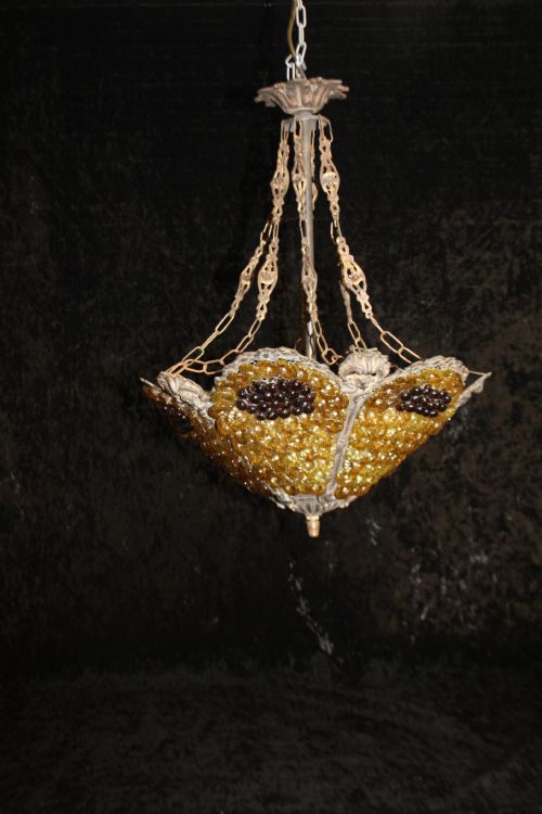 Dutch Glass and Wire Fruity Chandelier