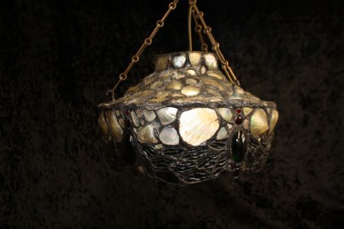 Ceiling Light Made Out of Shells and Glass Circa 1900