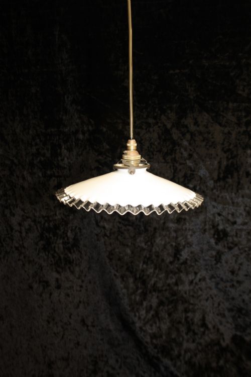 Early 20th Century French Glass Ceiling Light with Frilly Edge