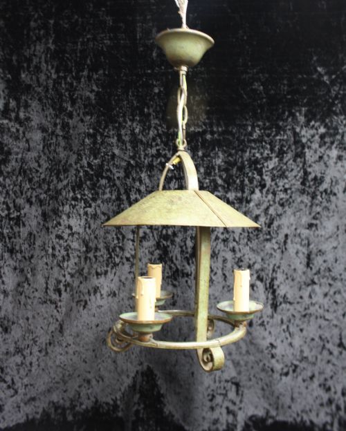 Early 20th Century French Metal Lantern with 3 Candles