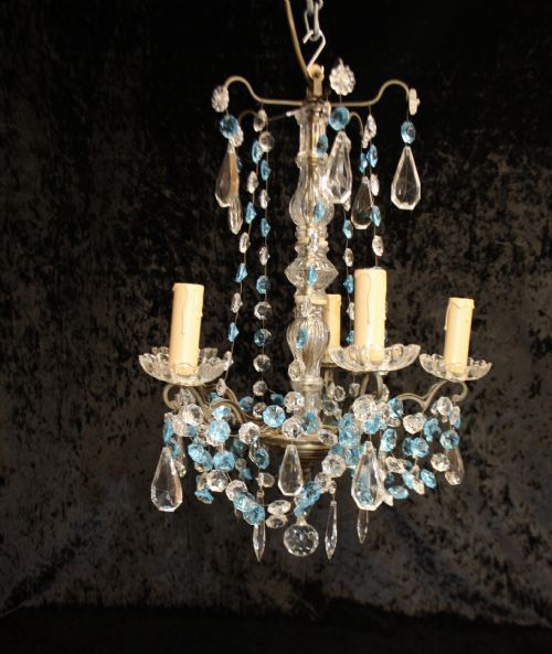 French Chandelier with Blue Drips