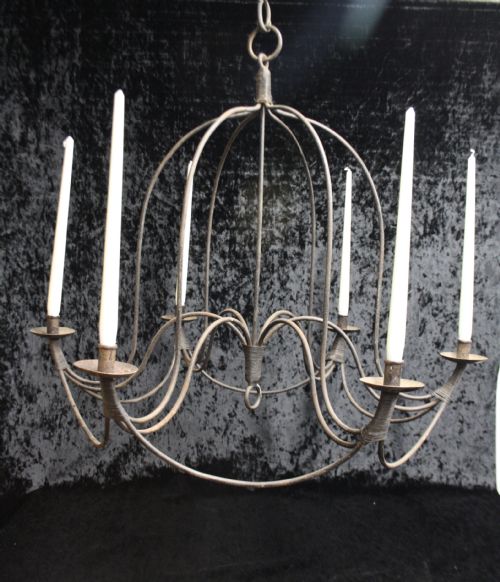 Late 19th-century French Iron Chandelier for Candles
