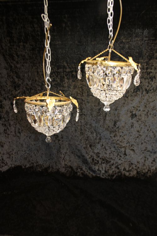 Pair of Early 20th Century Prism Bag Chandelier