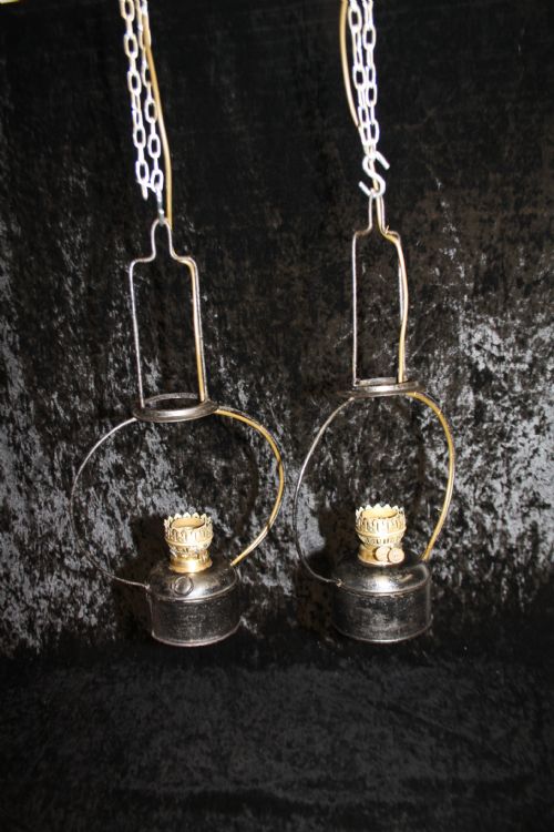 "
Pair of  Victorian Oil Lamps Converted to Electric