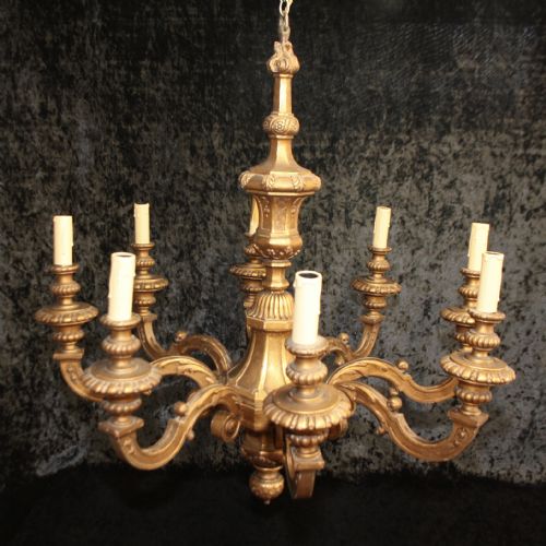 Early 20th Century Gilt Wooden Chandelier