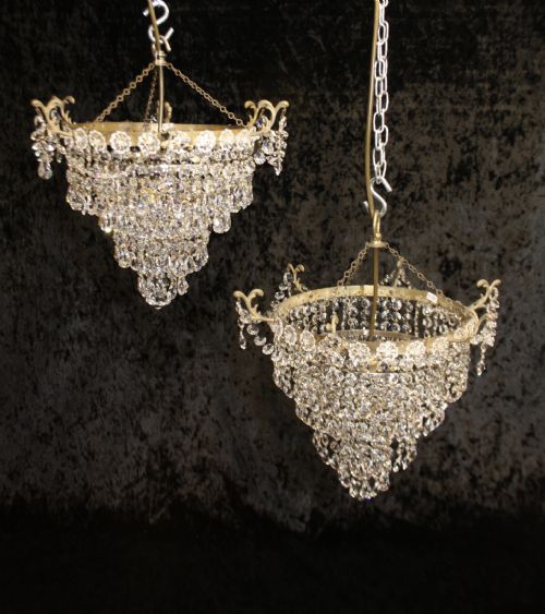 Early 20th Century Pair of Drippy Chandeliers