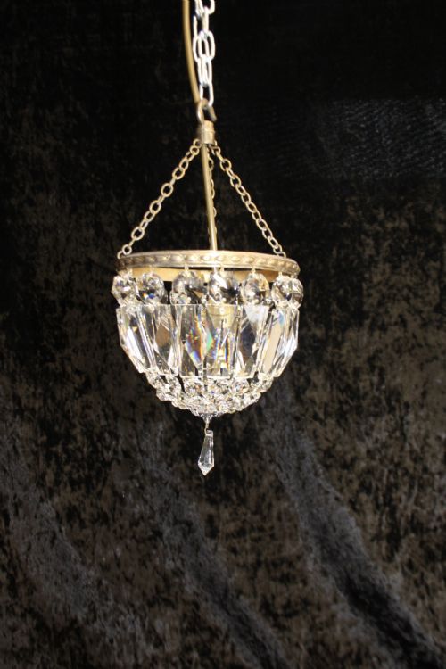 Early 20th Century Small Prism Bag Chandelier