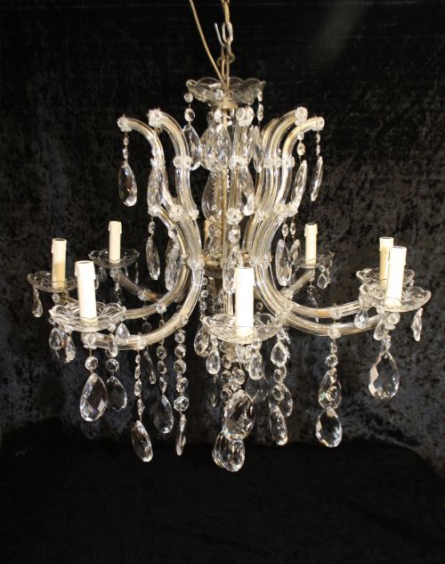 Early 20th Century Glass and Crystal Chandelier