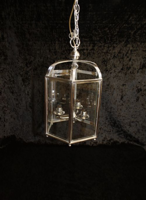 Early 20th Century Hexagon Chrome Hall Lantern