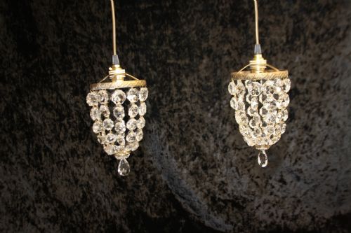 Early 20th Century Small Pair of Bag Chandeliers