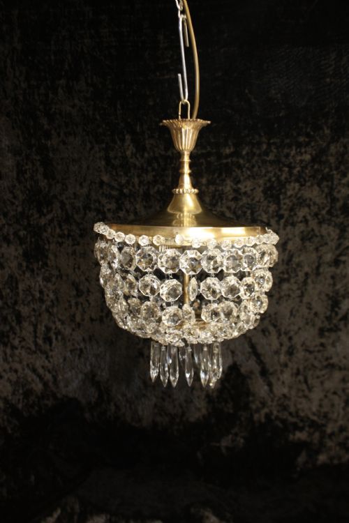 Early 20th Century Chandelier with Large Brass Top
