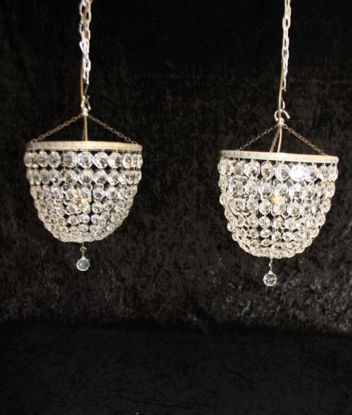 Early 20th Century Pair of Bag Chandeliers 26 Cm Wide