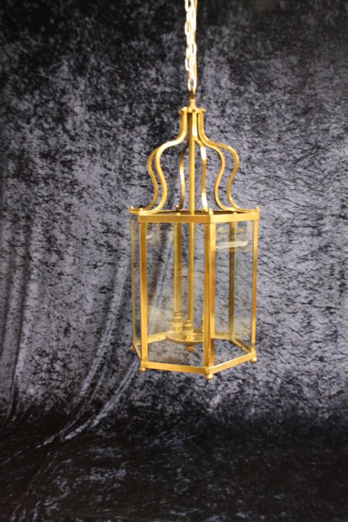 "
Early 20th Century Hexagon Shaped Hall Light "